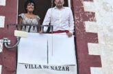 Marian Ganuza, gerente del Consorcio Tierra Estella, tiró el cohete de las fiestas de Nazar